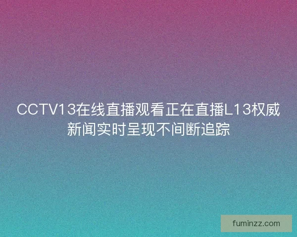CCTV13在线直播观看正在直播L13权威新闻实时呈现不间断追踪