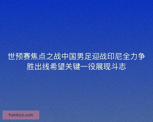 世预赛焦点之战中国男足迎战印尼全力争胜出线希望关键一役展现斗志