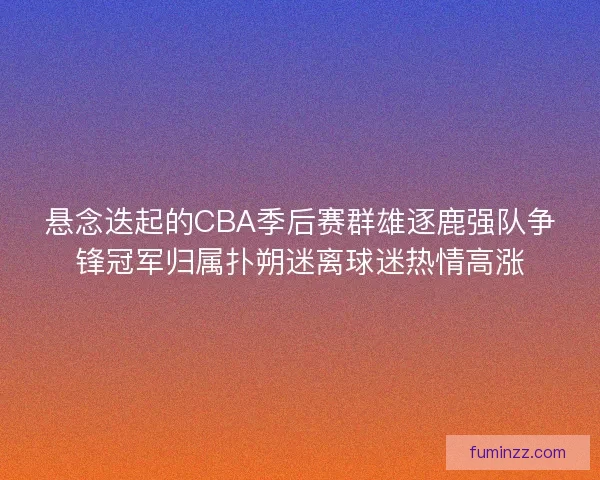 悬念迭起的CBA季后赛群雄逐鹿强队争锋冠军归属扑朔迷离球迷热情高涨