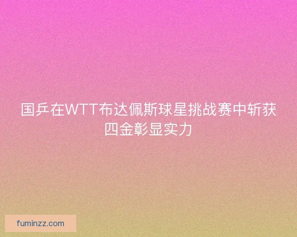 国乒在WTT布达佩斯球星挑战赛中斩获四金彰显实力